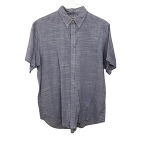 Haggar Men’s Front Button Light Blue Short Sleeve Shirt Large